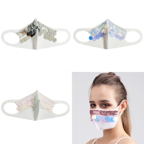 

anti dust sequins mask breathing filters protective face mouth cotton masksreusable anti fog haze woman lxl1414q#747, Black