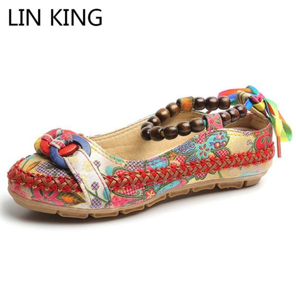 

lin king plus size breathable flower print women flats shoes soft woman lazy loafers comofortable slip on mother casual shoes, Black