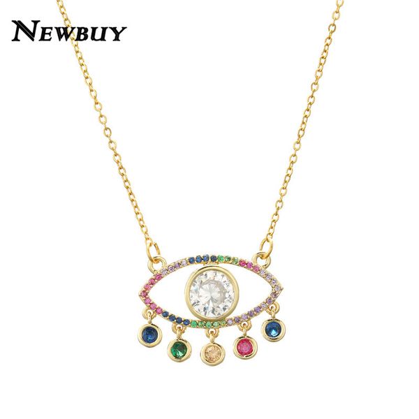 

cmoonry rainbow color cz evil eye pendant necklace for women girl gold chain necklace female party jewelry valentine's day gift, Silver