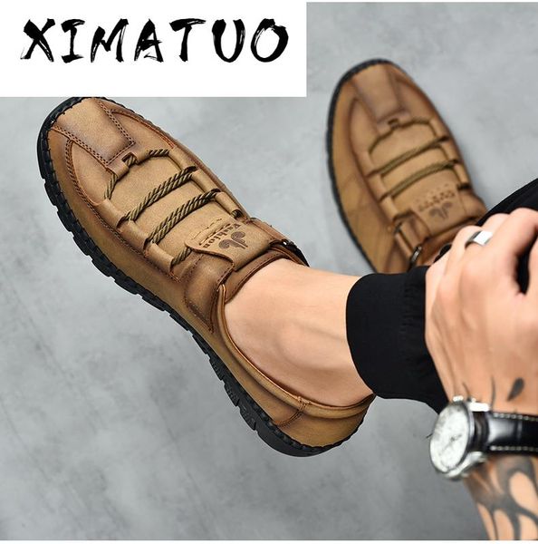 

comfortable men casual shoes loafers men shoes quality split leather flats moccasins plus size 38-48, Black