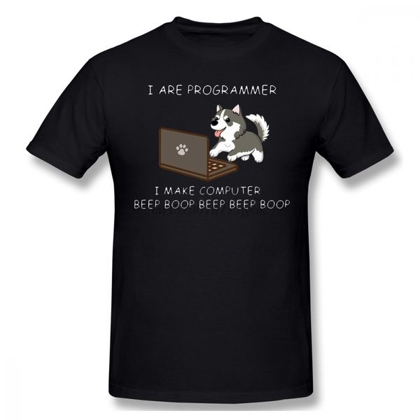 

i am programmer i make computer beep boop husky men t shirt dropshipping rashguard cotton short sleeve tee shirts homme