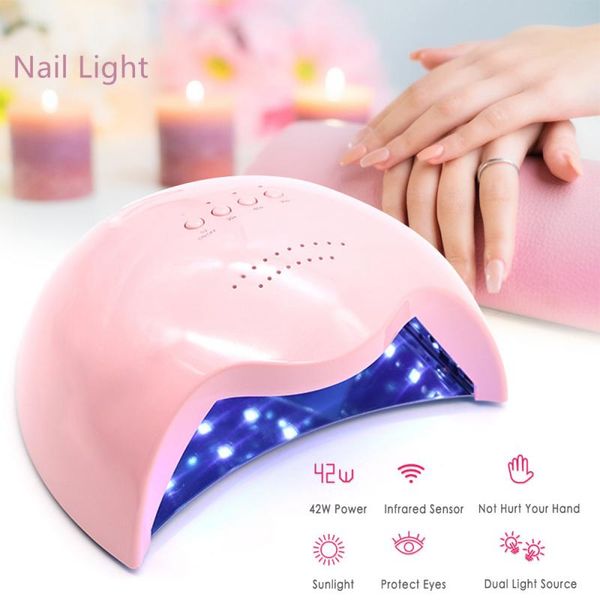 

42w smart sensor nail art light therapy lamp 3-speed timed ptherapy machine uv stainless steel nail polish glue bake lamp
