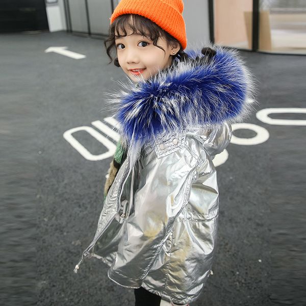 

children's winter overcome real liner coat 2020 new boy girls baby baby fur clothing winter warm jacket, Blue;gray