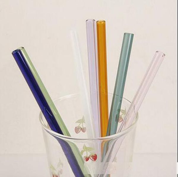 

fashion colored borosilicate cocktail glass straws 7 inch 8mm strait drinking straw for party