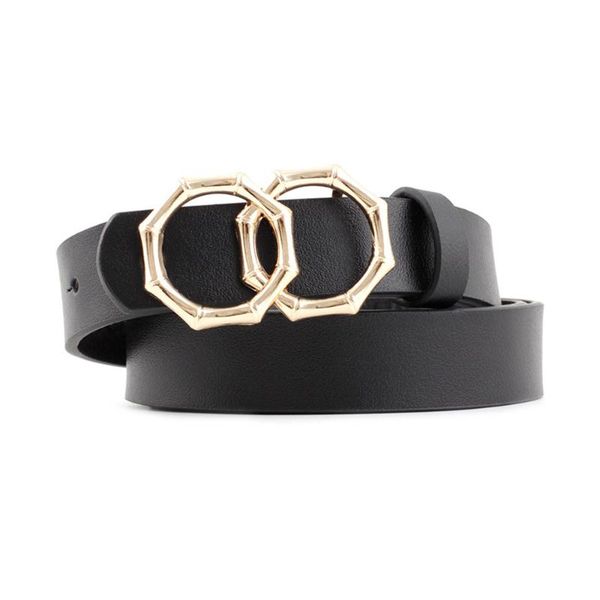 

leisure women belts for jeans dress fashion new double loop round buckle waist leather strap belt, Black;brown