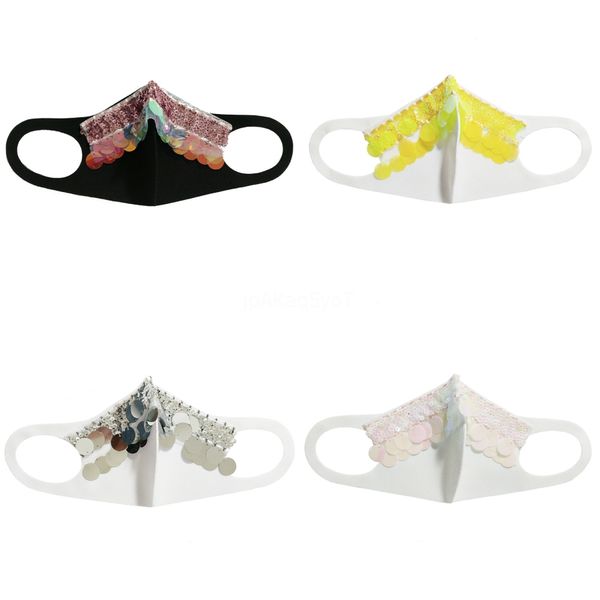 

cycling cotton sequin rhinestone cloth facemaskmask cloth maske masks faces face mask cycling sport training#887, Black