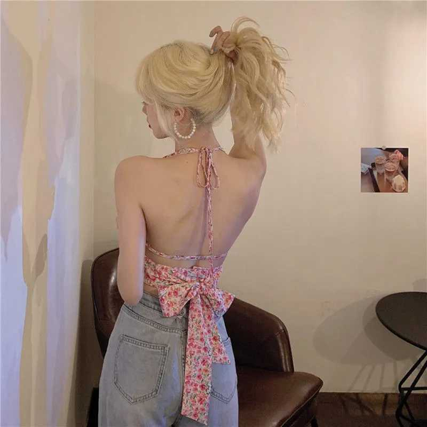 

women's tanks & camis outer halterneck vest girls summer short anti-failure inner wear strapless sleeveless suspender shirt top, White