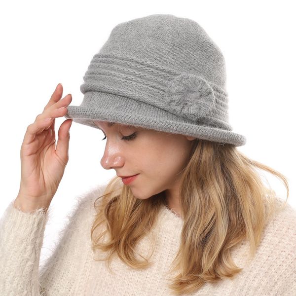 

новая женской осень зима цветы сгущает hat теплой мамы hat мода женщины \ 'ы fedoras, Blue;gray