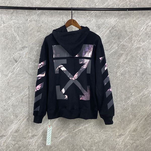 

осень 2020aw off и зимой белая печать ow свободный случайные спортивные шею hoodie мужчины и женщины с длинным рукавом фуфайки 092618-03, Black