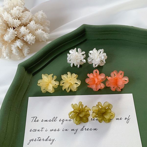 

graceful vivid flower statement acrylic stud earrings dainty korea romantic plant earrings women vintage earring jewelry, Golden;silver