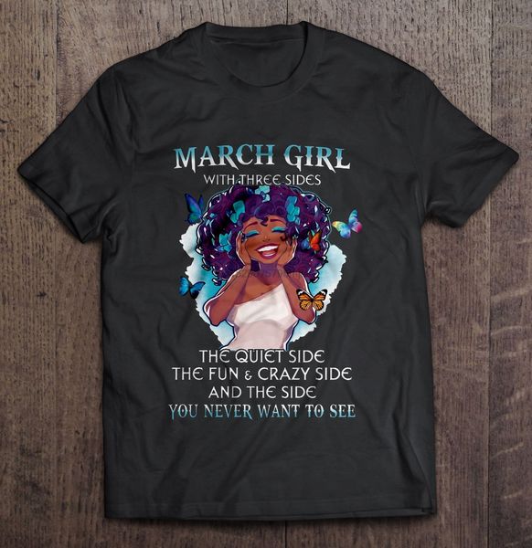 

men t shirt march girl with three sides black woman version women t-shirt