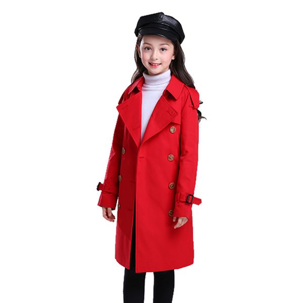 

autumn girls coats double breasted jackets for girls clothing kids windbreaker spring outerwear for 6-12 years 0927, Blue;gray