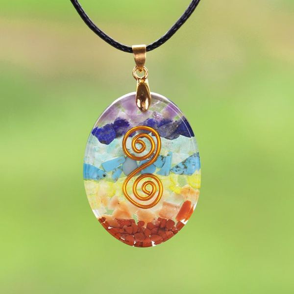 

pendant necklaces retro reiki healing colorful quartz stone necklace amulet natural chakra orgone energy crystal, Silver