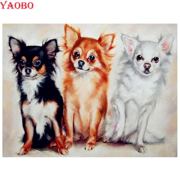 

paintings full square/round drill 5d diy diamond painting chihuahua dog animal embroidery cross stitch mosaic by numbers