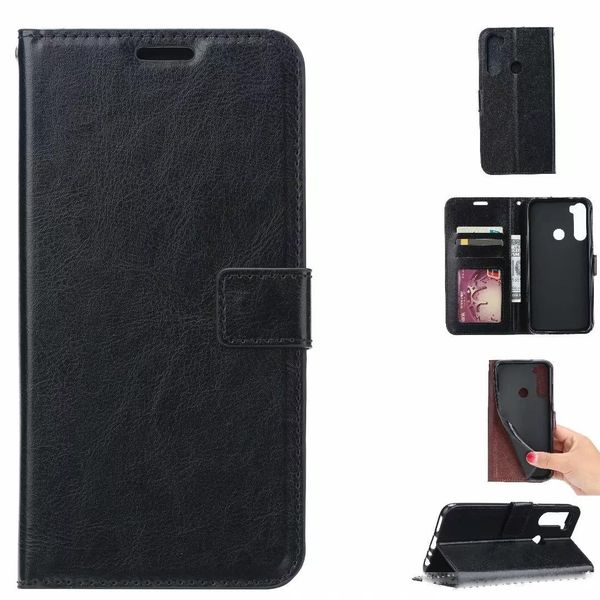 

leather wallet case for sony xperia 5 xz5 redmi 8 8a 7 note 8 pro xiaomi cc9e a3 crazy horse oil id card slot holder flip cover purse luxury