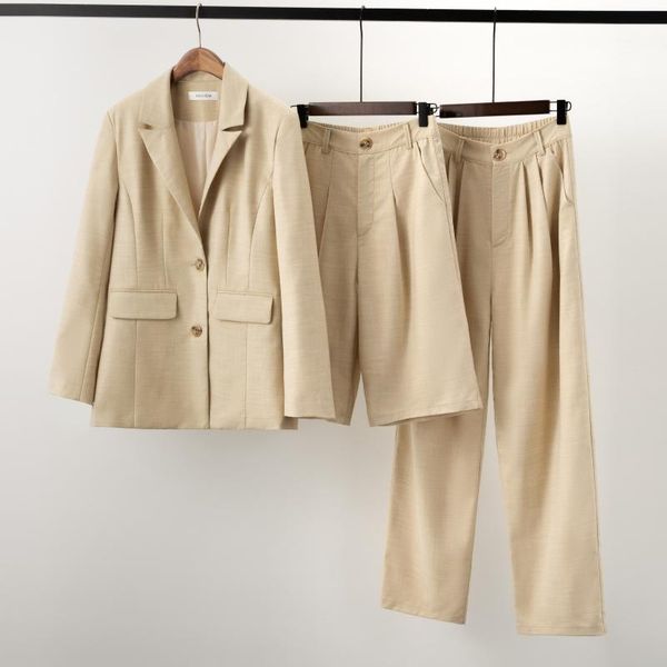 

women's two piece pants 2021 autumn women basic blazer office ladies casual suit, White