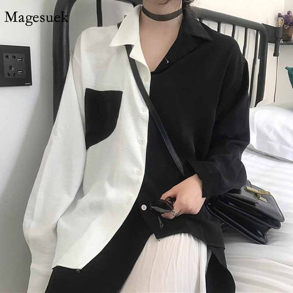 

2020 new cardigan long sleeve office women blouses autumn vintage blouse women fashion color patchwork shirts 11342, White