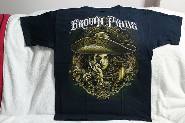 

mexican lady mexico aztec sombrero brown pride dark blue t-shirt
