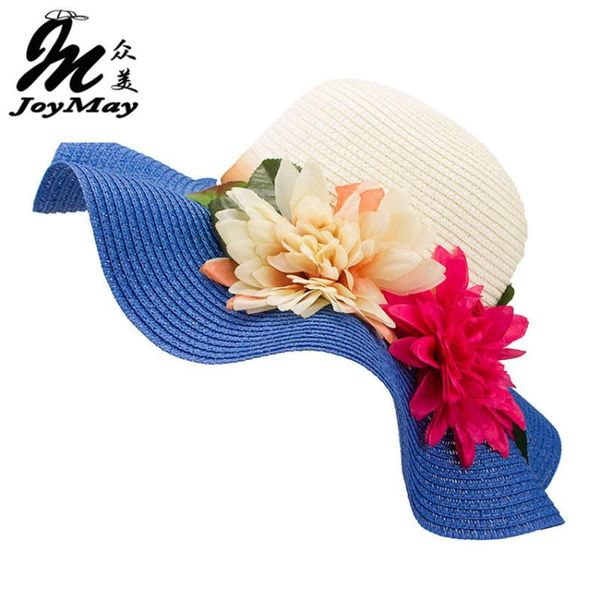 

wide brim hats fashion mother daughter hat lady large floppy summer beach sun straw cap with flower c015, Blue;gray