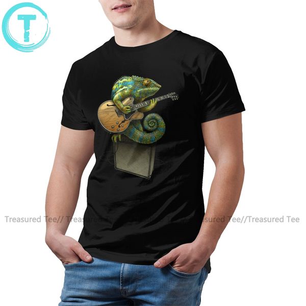 

lizard t shirt chameleon plays the blues t-shirt 100 percent cotton male tee shirt graphic funny basic tshirt