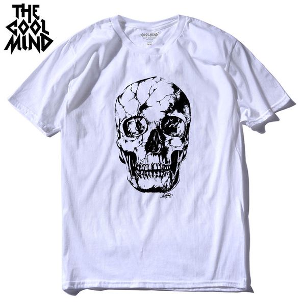 

coolmind sk0226a 100% cotton short sleeve skull men t-shirt cool summer men tshirt o-neck casual men t shirt s tees pthd