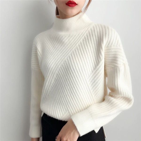 

thick turtleneck cashmere sweater women 2020 autumn winter knitwear clothes tricot jumper pull femme streetwear pullover sweater y200909, White;black