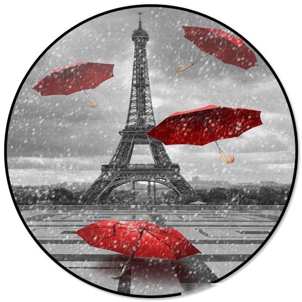 

paris red tower umbrella printed large round carpets for living room bedroom area rugs soft home decor rug kitchen mats