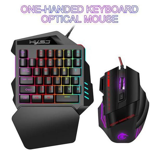 

computer & office hxsj 35keys one-handed gaming wired keyboard with mouse 1200/1600/2400/3200dpi for game pubg/lol/dota mini keyboard