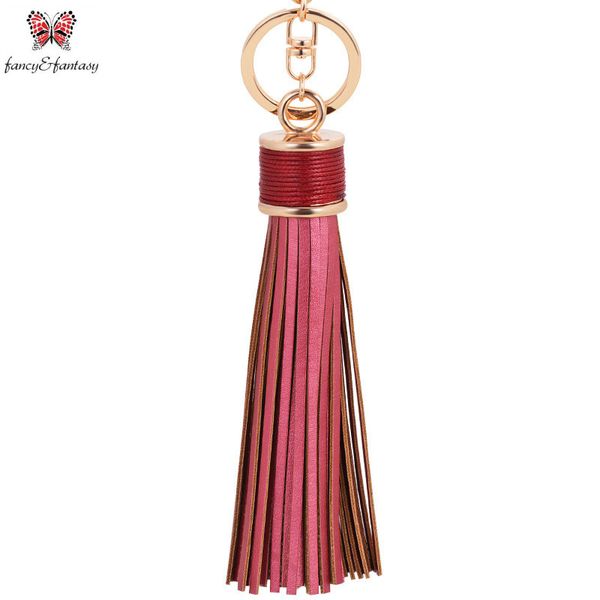 

keychains simple luxury pu leather long tassel key chain women keychain charms bag pendant alloy car ring holder jewelry llavero, Silver
