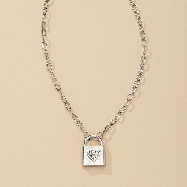 

chokers ins gold chain lock key love heart minimalist minimalism choker pendant necklace korean fashion party jewelry necklaces, Golden;silver