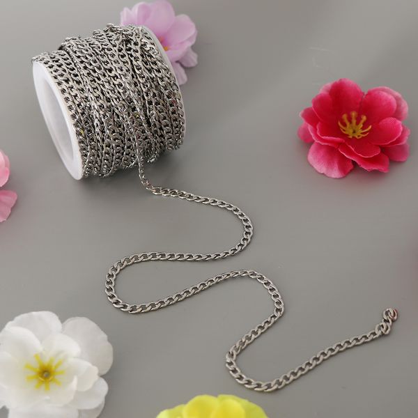 

12m stainless steel cross cable link chains necklace making decor unwelded, Silver