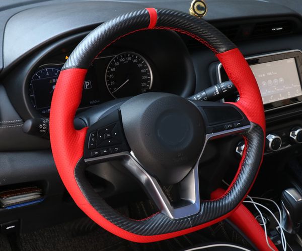 

steering wheel covers 1pc for kicks 2021 cover hand sewing