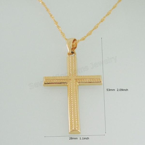 

pendant necklaces foromance - yellow gold overlay 18" or 24" necklace&jesus cross god with carved pattern pendant/, Silver