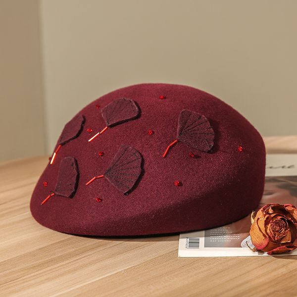 

berets women girl beret french artist warm wool winter beanie hat cap vintage plain hats solid color elegant lady caps, Blue;gray