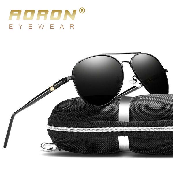 

sunglasses aoron men polarized retro classic pilot glasses brand goggoles leisure uv400 protection metal frame, White;black
