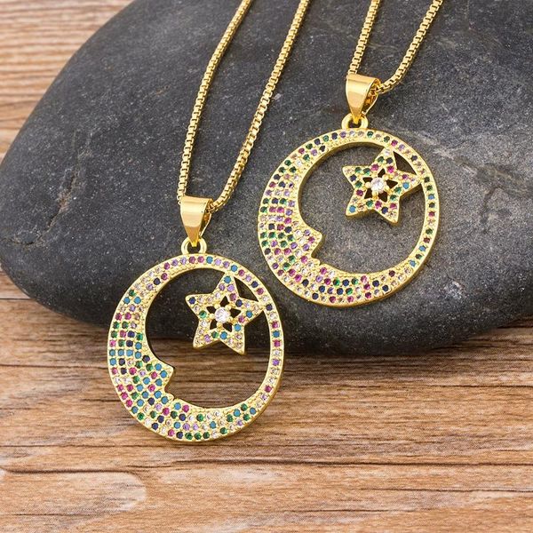 

new design copper cz colorful star pendant necklace gold chain charm rhinestone women female necklace jewelry gift, Silver