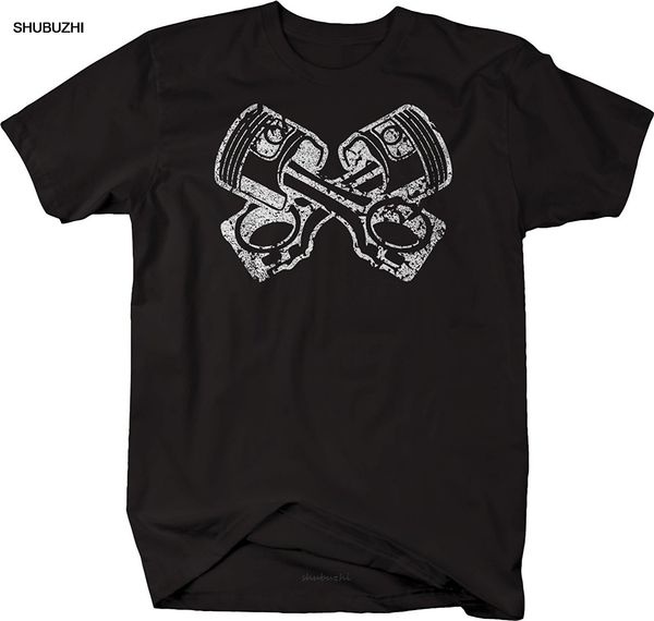 

summer cool men tee shirt crossed pistons mechanic garage engine t-shirt funny t-shirt