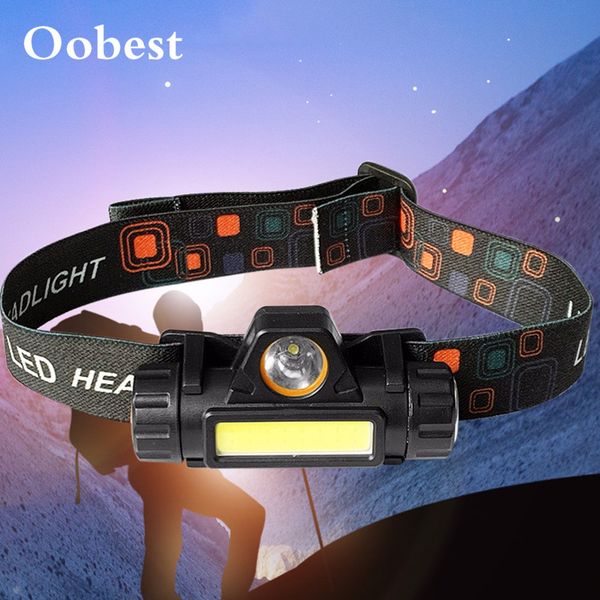 

mini cob led headlamp usb rechargeable zoom t6 waterproof fishing headlight camping light built-in lithium battery