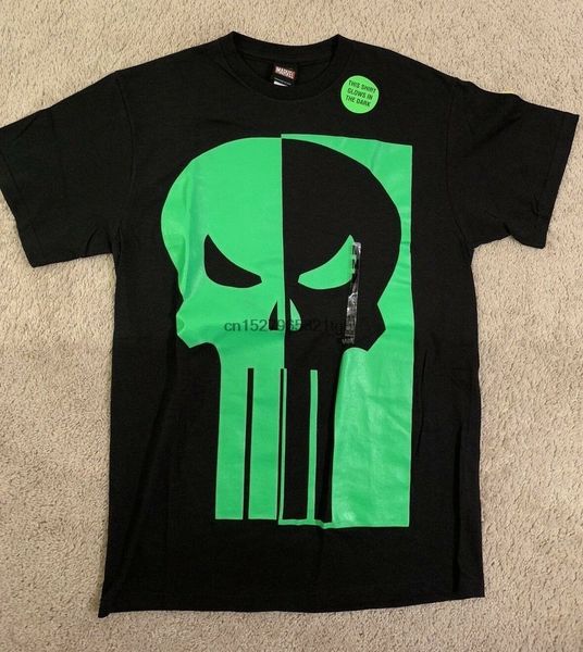 

the punisher mens black green glow in the dark t shirt short sleeve t-shirt ing