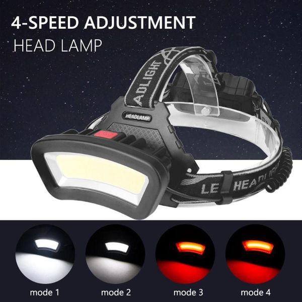 

headlamps cob led headlamp powered by 2*18650 battery headlight waterproof torch camping light 4 modes 90 degrees rotate lamp