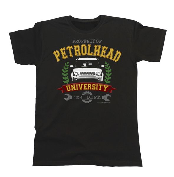 

2019 fashion mens car t-shirt property of petrolhead university 4 x 4 dept. british car fans discov tee shirt
