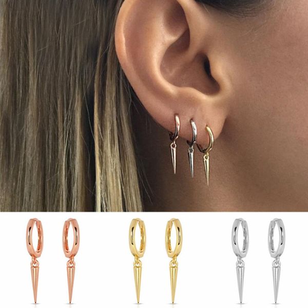 

hoop & huggie uilz bohemia zirconia cone earrings party fashion punk accessory girl hiphop chic gift cel1238, Golden;silver