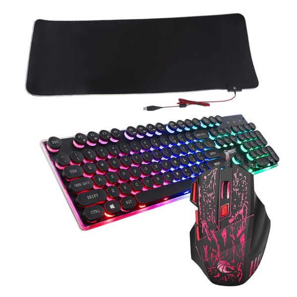 

stylish backlight gaming keyboard and mouse combo with rgb lighting super large desksupport mat gamer mouse and keyboard set