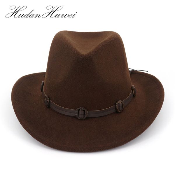 

european us wide brim woolen felt jazz panama hat western cowboy cowgirl hats with leather decorated trilby fedora for men women t200911, Blue;gray