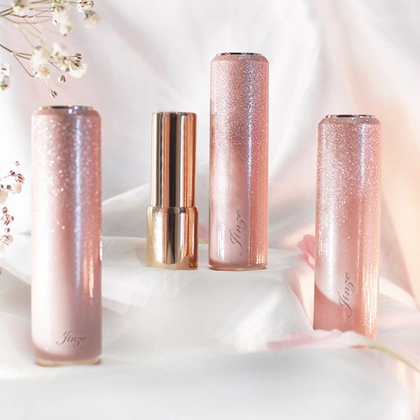 

amais 3.5g super fairy round shape pink gradually gold flash empty lipstick tube packing materials cosmetic container tools dw