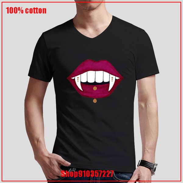 

vampire mouth short sleeve harajuku tee shirt casual sports vneck streetwear graphic tshirt plus size t shirt for men 4xl 5xl