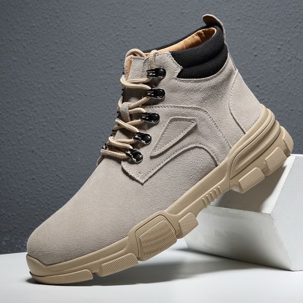 

2020 autumn early winter boots men genuine leather shoes work boots casual men ankle thick sole non-slip male shoes ka1887, Black