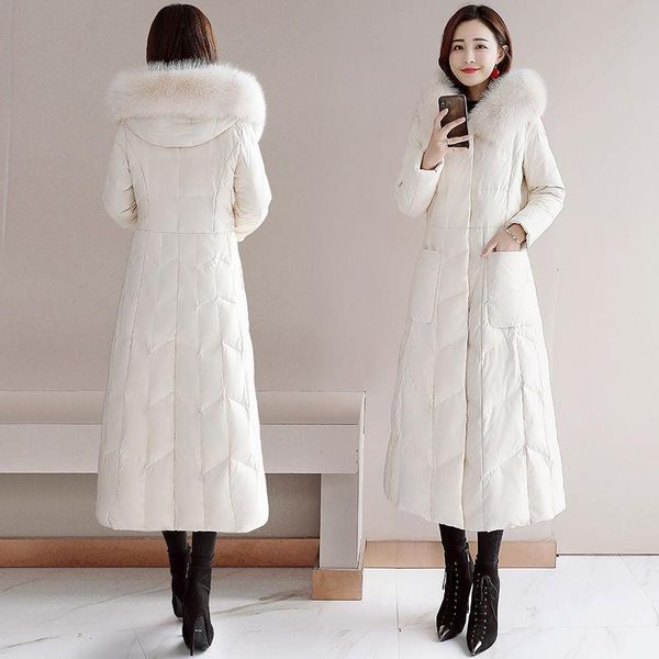 

women hooded parkas winter warm solid long loose coats autumn long sleeve zipper thick female outerwear fur collar jacket w332, Black