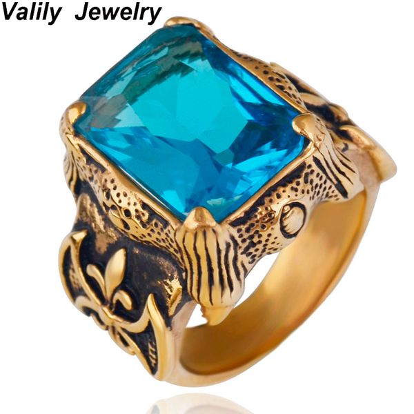

edglifu мужчины ring punk gothic dragon claw байкер из нержавеющей стали классический крест кольцо с драгоценностями glass мужская мода, Golden;silver