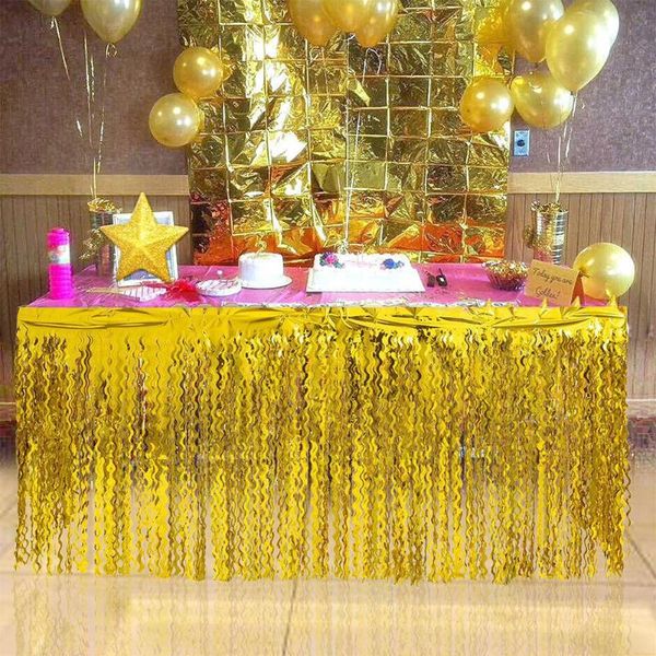 

table skirt bling spiral tassel for wedding birthday party tableskirt decoration 275x75cm